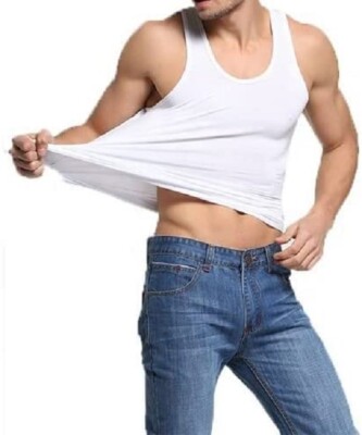 6x Herren Trägertops 100% Baumwolle Uni Klassisch Unterhemden Sommer Training Gym Tank Top