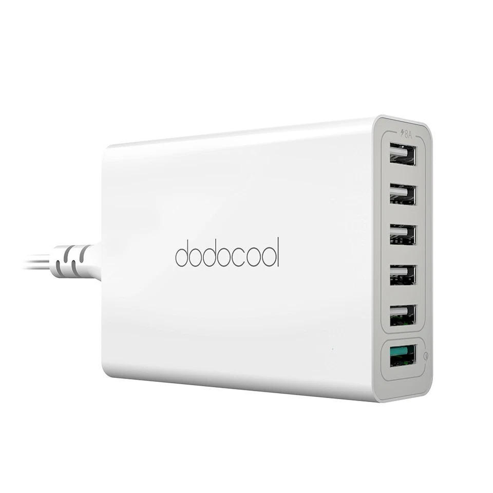 dodocool USB Charger 5 Ports Desktop Charging Station with Dual Quick Charge 3.0 - Image 4 of 4