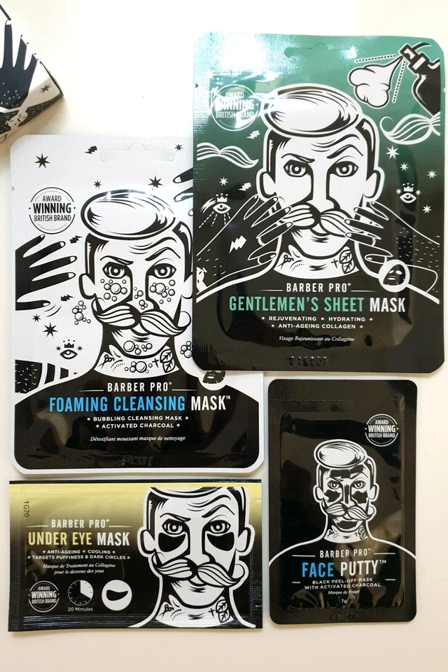 Barber Pro Skin Revival Kit -Activated Charcoal and Collagen face masks father's - Image 3 of 4