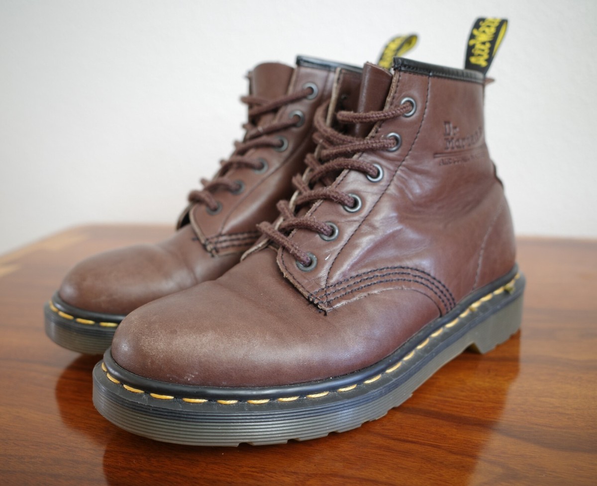 Doc Marten Vintage Made in England Brown Cushion Collar Combat Boots Size US10 Vintage Dr Martens Made in England Brown Boots 1460 - Etsy main image 4