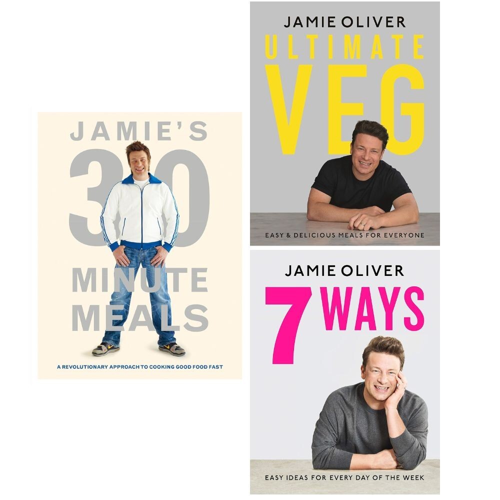 Jamie Oliver 3 Book Collection Set Jamie's 30-Minute Meals, 7 Ways, Ultimate Veg