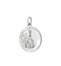 US Jewels 3/4in Polished 0.925 Sterling Silver Saint Valentine Medal Pendant