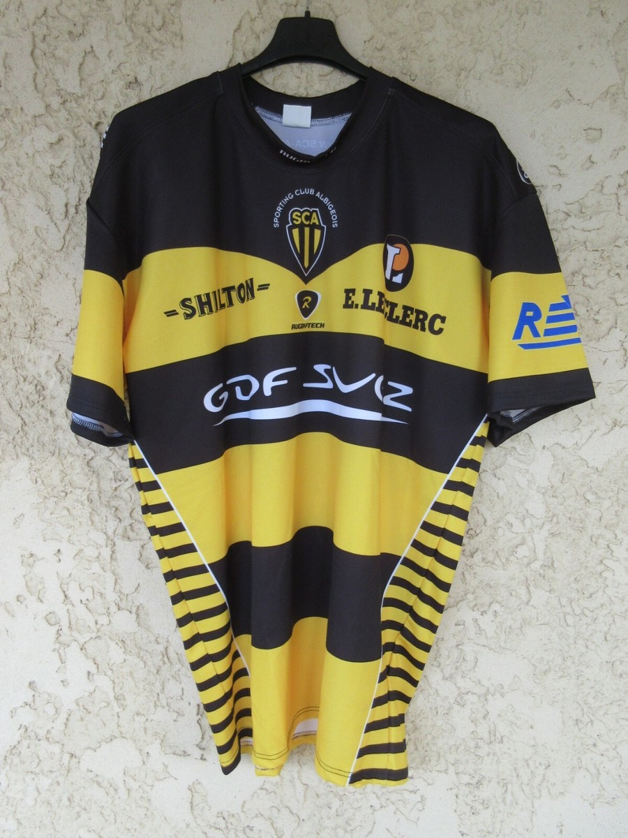 Maillot rugby SCA ALBI porté n°7 RUGBYTECH jaune match worn