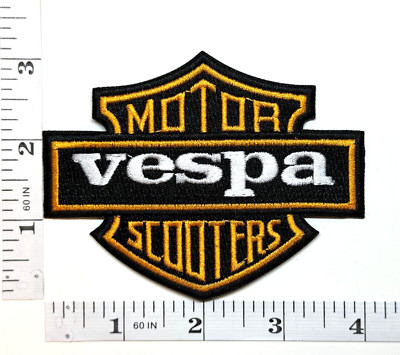 Embroidered Patch - Motor Scooters - NEW - Iron-on - Vespa - Black & Gold Combo