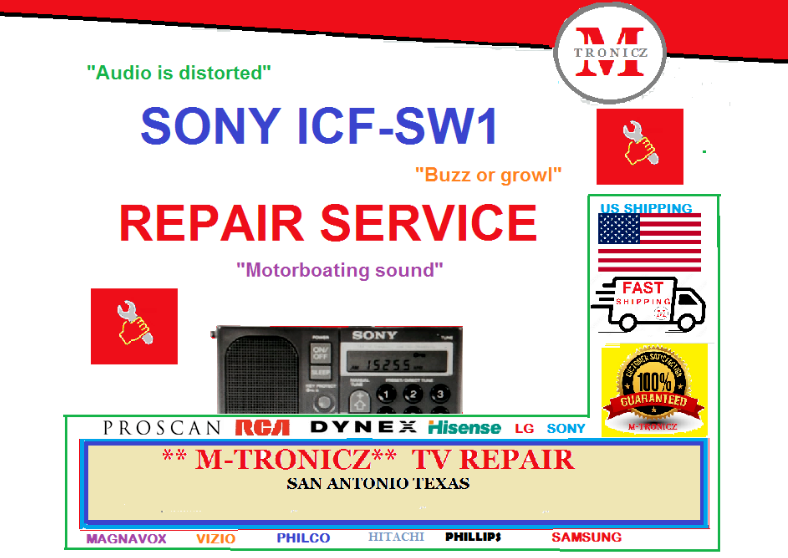 FLAT RATE REPAIR SERVICE SONY ICF-SW1 RADIO NO SOUND * AUDIO READ