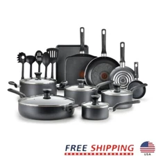 20 Piece Nonstick Cookware Set Easy Care Dishwasher Safe W/ Heat Indicator New