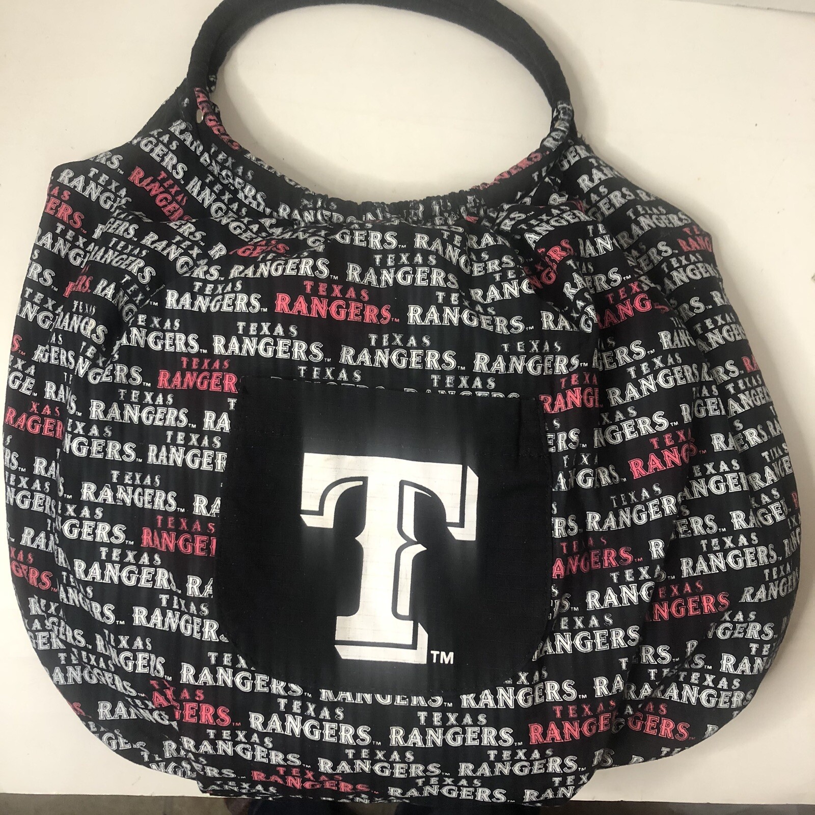 MLB Texas Rangers Tote Purse Bag Round Double Handle Lightweight Canvas