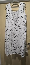 Dolly & Dotty Amanda Scoop Neck Polka Dot Swing Dress White Black Size 26