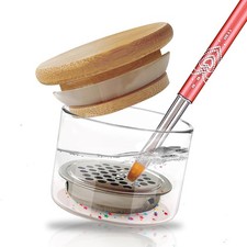 MOLILON Nail Brushes Washing Cup, Dappen Dish with Lid & Mesh Layered Style 1