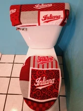 INDIANA HOOSIERS SQUARE FLEECE TOILET SEAT LID AND TANK TOP COVER SET