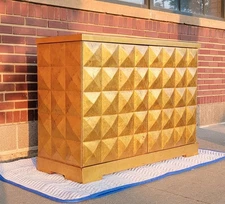 Vtg BARBARA BARRY / BAKER Gold Diamond Chest/Cabinet-Hollywood Regency/Art Deco