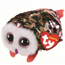 TY Flippables Sequins Teeny Tys 4" CHECKS the Owl Stackable Plush Toy NEW MWMTs