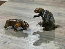 WM OTTO BRONZE PREHISTORIC GIANT SLOTH & SABERTOOTH LA BREA TAR PITS  SIGNED