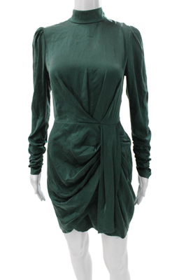 slim fit dress slacks Zimmermann Silk Wrap Mini Dress Khaki Olive Green Suede Silk main image 1