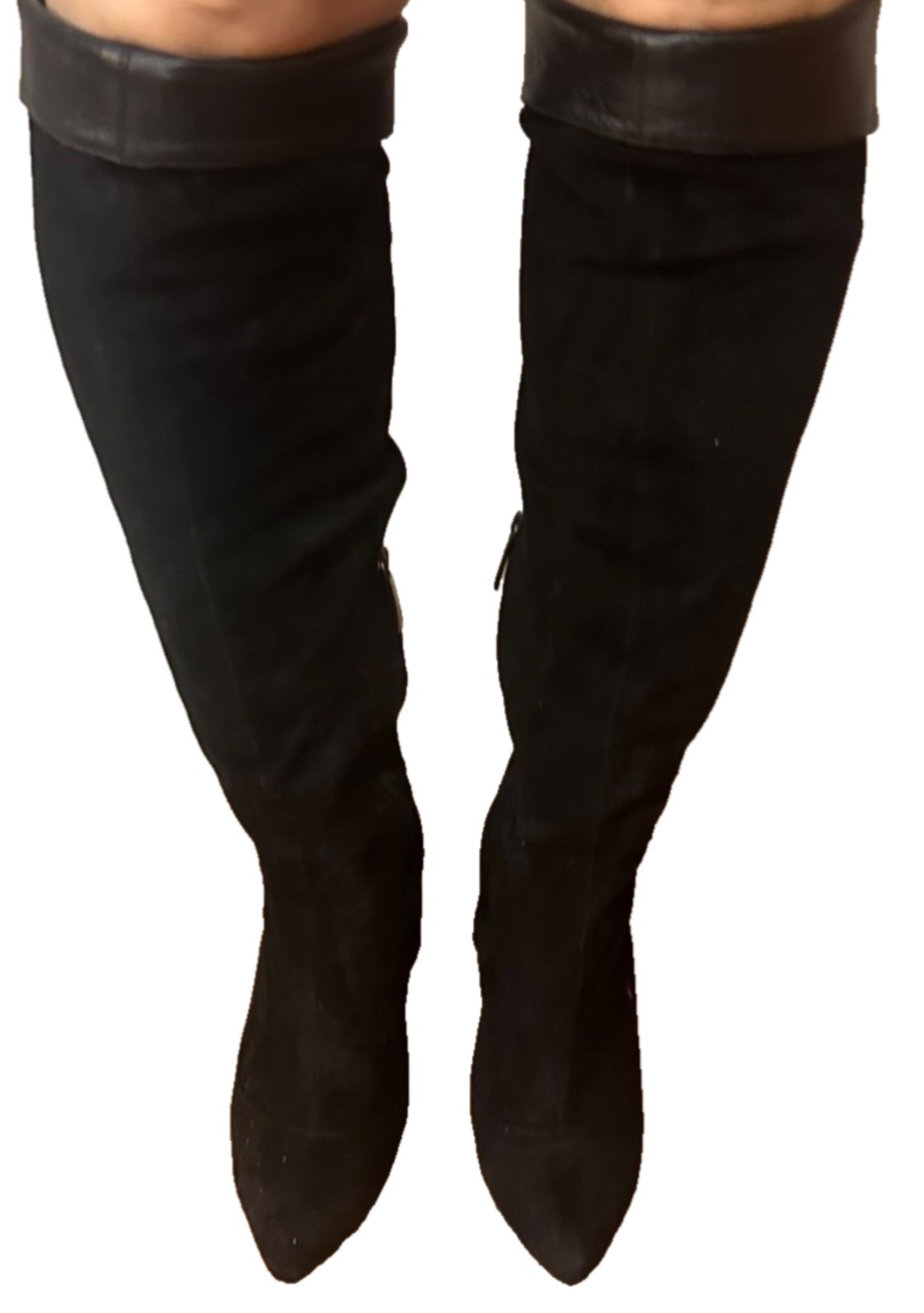 BURBERRY Suede Leather Knee Thigh High Heels Platform Black Boots 38 image 6