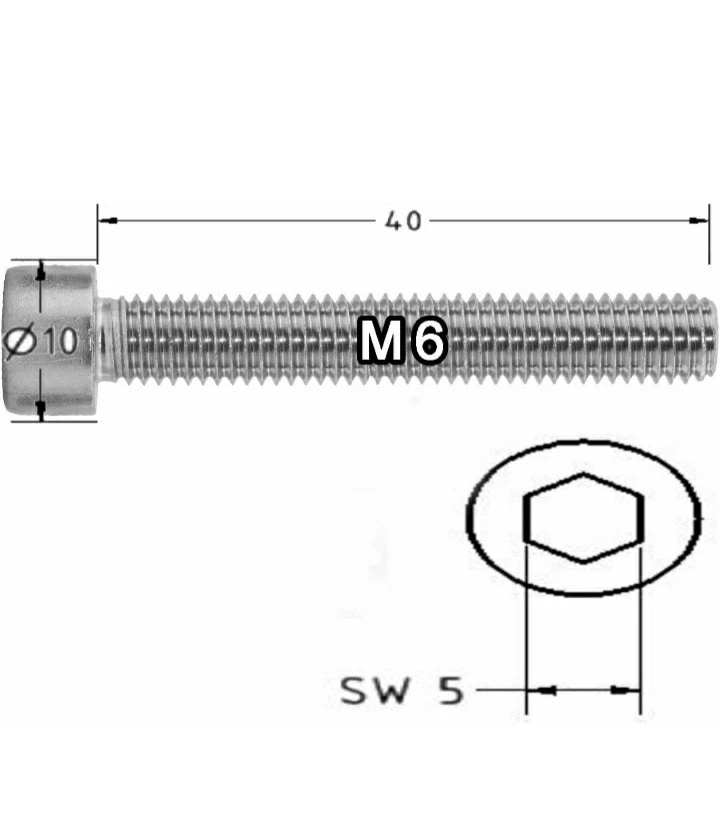 10 x Schrauben M6 x 40 mm Mutter Scheiben komplett Set Edelstahl   - Bild 3 von 4