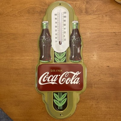 Coca-Cola Double Bottle Embossed Advertising Thermometer Vintage Antique 2003