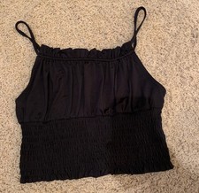 Urban Outfitters Black Cropped Tank Top Med Stretchy