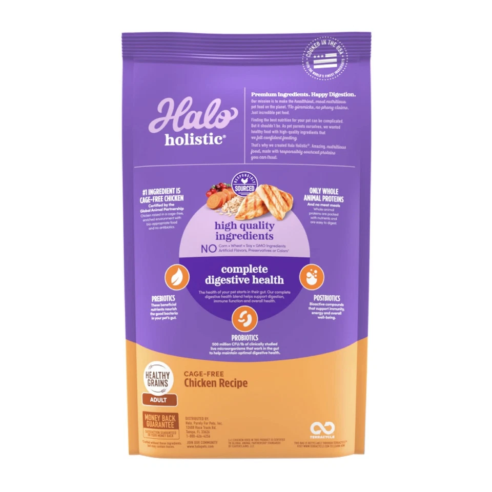 Halo Holistic Chicken Recipe Dry Cat Food 6 lb Grain Free Nutrient Rich - Image 2 of 4