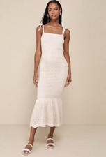 NWT Sunny Choice Beige Tie-Strap Sweater Knit Midi Dress Size XS