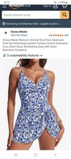 Hanna Nikole Women’s 2pc Blue/White Floral Swimdress Tummy Control DD XL