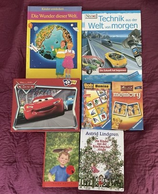 Kinder Spiel Paket (Cars Puzzle,Lion King Memory, Bob Builder Domino,4x Bücher)