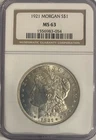 1921-P MORGAN SILVER DOLLAR ::: NGC MS-63 ::: 90% SILVER :::