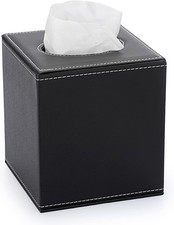 Square Leather Tissue Box Cover - Stylish Cube Tissue Box Holder with Magnetic B