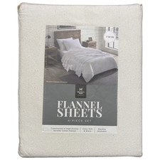 Member's Mark Cozy Soft  Warm 4pc Flannel Sheet Set, Arctic White, Twin