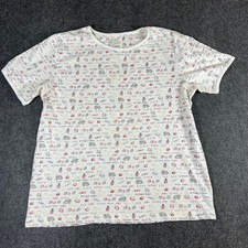 Christopher & Banks School Days Novelty Print T-Shirt White Teacher Vintage L
