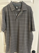 Footjoy Polo Shirt Mens Large Grey Striped Golf Performance Short Sleeve Stretch