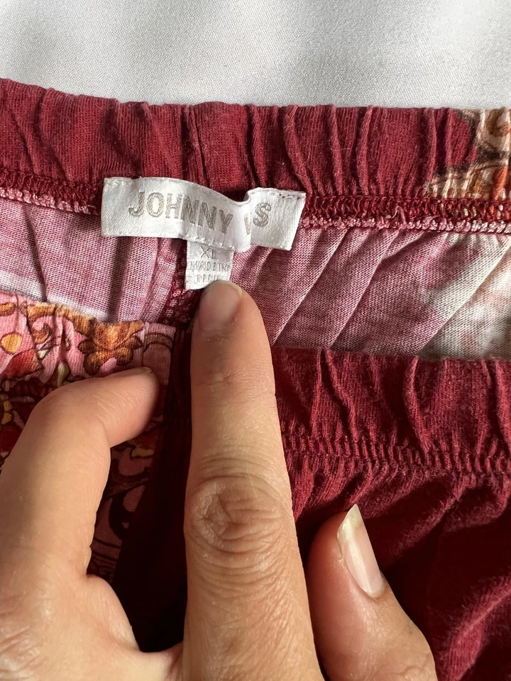 Pantalones Johnny Was Mujer XL Borgoña Estampado Dragón Salón Cintura Elástica Pima Boho Foto 4 de 4