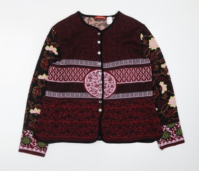 Alain Manoukian Damen Strickjacke Mehrfarbig Blumen Größe 22 Wollmischung