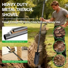 4" Heavy Duty V-Shape Trench Shovel Spade with 60" L handle for digging Edging