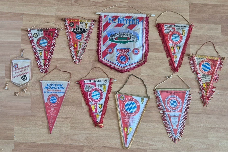 alt Wimpel FC Bayern München 1989/90 UEFA Glasgo-Rangers 40x30 cm