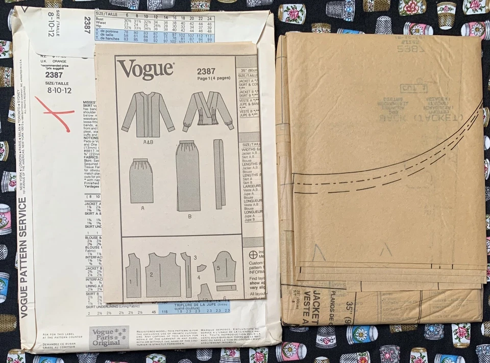 Vogue 2387 Givenchy Sewing Pattern Misses Jacket Blouse Skirt 8-10-12 Uncut FF - Image 4 of 4