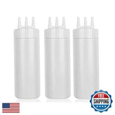 Beyonday 3pcs Seasoning Bottles - 3 Hole Squeeze for Ketchup, Mustard, Dressi
