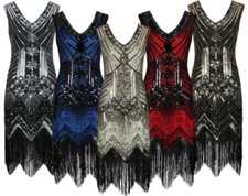 Great Gatsby Costume 1920's Cocktail Party Sequin Fringe Flapper Party Dress
