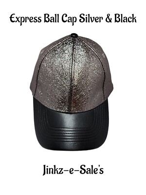 Express - Ball Cap / Hat - Silver & Grey - Faux Leather bill  display picture 3