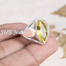 Citrine Topaz Gemstone 925 Sterling Silver Sparkling Ring Fashionable Jewelry