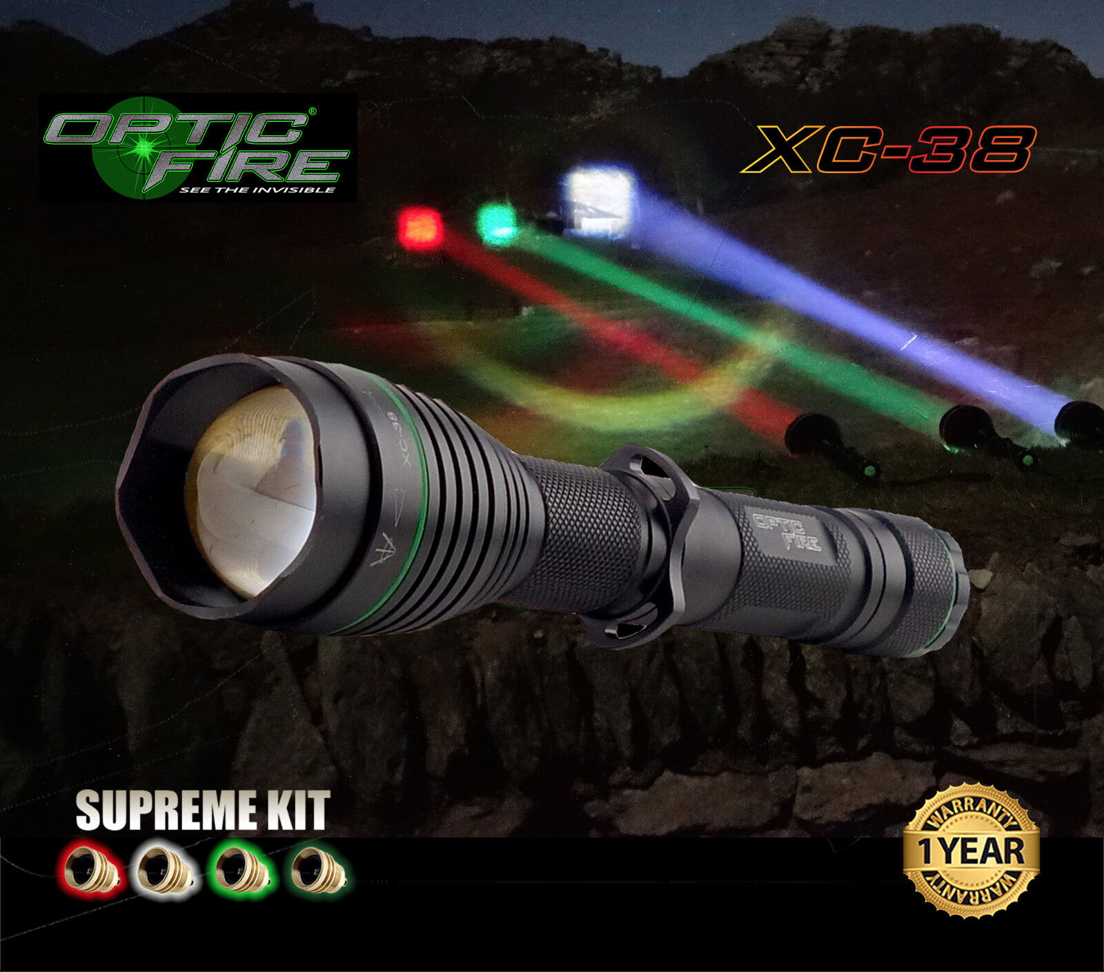 Details zu  Opticfire® XC 4 LED Supreme high power hunting torch lamping lamp NV light kit Neuer Versandhandel