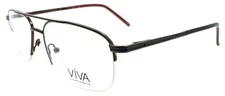Viva by Marcolin VV0301 D96 Men's Eyeglasses Aviator Half Rim 54-17-140 Brown