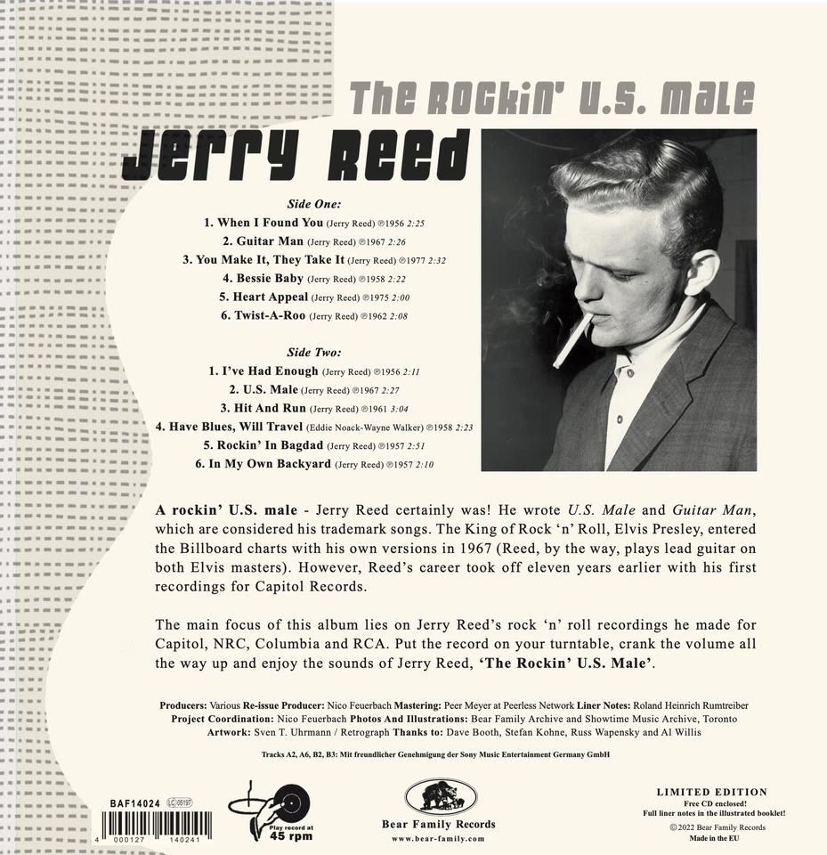 Jerry Reed - The Rockin' U.S. Male (LP & CD, 10inch, 45rpm) - Vinyl Country - Image 3 of 4