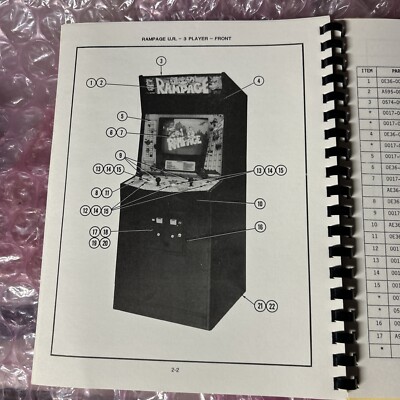 W/schematics RAMPAGE 3 PLAYER  BALLY MIDWAY    arcade  video game manual