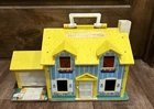 Vintage 1969 Fisher Price Blue & Yellow Little People Play Family House #952