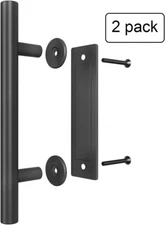 SMARTSTANDARD Heavy Duty 12" Pull and Flush Barn Door Handle Set, Large Rustic 