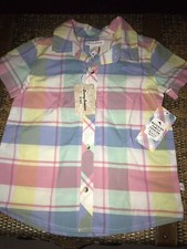 Tommy Bahama Short Sleeve Pastel Plaid Shirt Kids Boys Size 4- 5 New with Tags