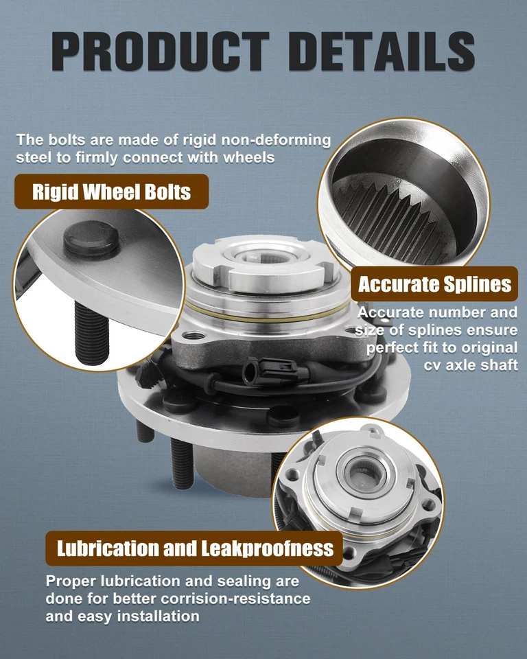 Pair 4WD DRW Front Wheel Hub Bearing For 1999-2004 Ford F-250 F-350 Super Duty Foto 4 de 4