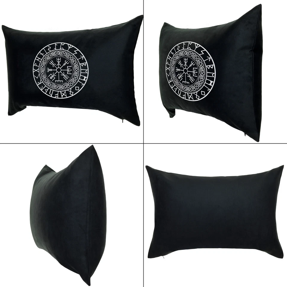 WIKINGER PREMIUM Kissen Vikings Dekokissen mit Runen Zirkel, Mandala - 40x60cm - Bild 2 von 4