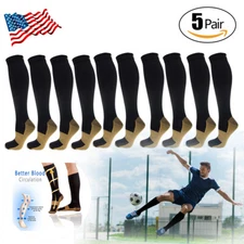 5 Pairs Compression Socks Copper 20-30mmHg Graduated Support Men's Women's
